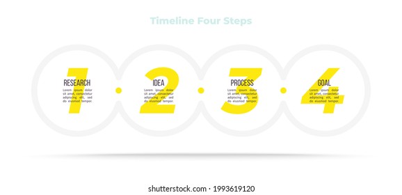 Business infographic template. Timeline Chart with 4 number options, steps. Vector chart.