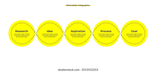 Modelo de infográfico comercial. Gráfico de linha do tempo com 5 opções, etapas. Gráfico vetorial.