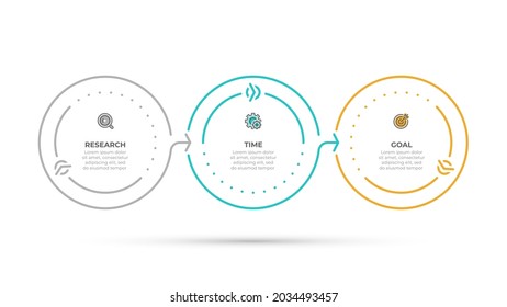 Business infographic template. Timeline circle concept with icons and 3 options or steps. Vector illustration.