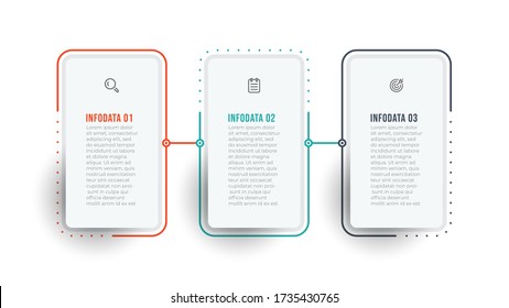 Business infographic template. Timeline design with square and icons. Vector with 3 options or steps.