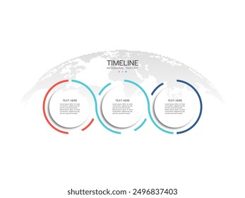 Business infographic template. Timeline infographics with 3 steps, options.