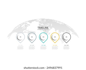 Business infographic template. Timeline infographics with 5 steps, circles,and icons.