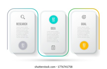 Business Infographic Template. Timeline With Marketing Icon And 3 Options Or Steps. Vector Illustration. Can Be Used For Workflow Diagram, Info Chart, Annual Report, Web Design.