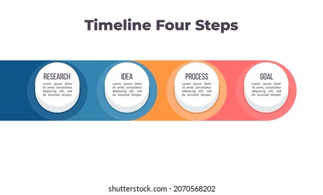Business infographic template. Timeline, process with 4 options, circles, steps. Vector chart.