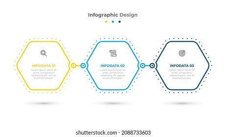 Business infographic template. Timeline process with 3 options or steps. Vector illustration.
