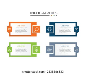 Infografik-Vorlage für Unternehmen. Timeline-Prozess mit 4 Optionen oder Schritten. Vektorgrafik