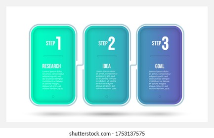 Business infographic template. Timeline processes with 3 options or steps. Vector illustration.