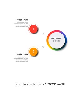 business infographic template with two round realistic elements on a white background. modern vector data visualisation with textboxes. easy to edit and customize. eps10