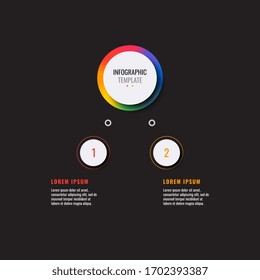 business infographic template with two round realistic elements on a black background. modern vector data visualisation with textboxes. easy to edit and customize. eps10