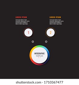 business infographic template with two round realistic elements on a black background. modern vector data visualisation with textboxes. easy to edit and customize. eps10