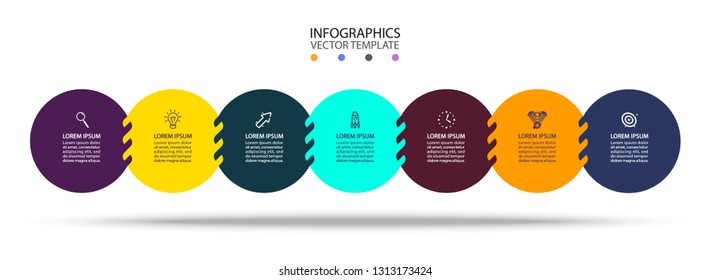 Business Infographic template. Vector design with icons and 7 options or steps.