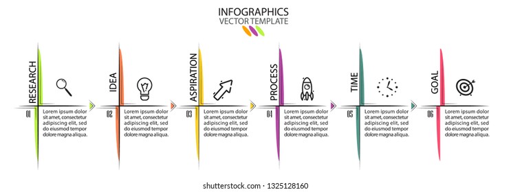 Business Infographic template. Vector design with icons and 6 options or steps.