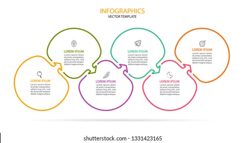 Business Infographic template. Vector design with icons and 6 options or steps.