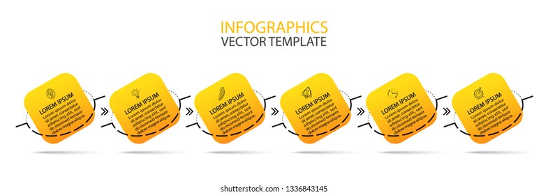 Business Infographic template. Vector design with icons and 6 options or steps.