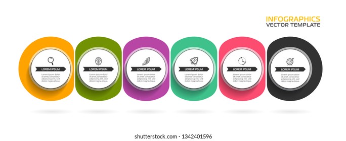 Business Infographic template. Vector design with icons and 6 options or steps.