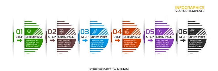 Business Infographic template. Vector design with icons and 6 options or steps.