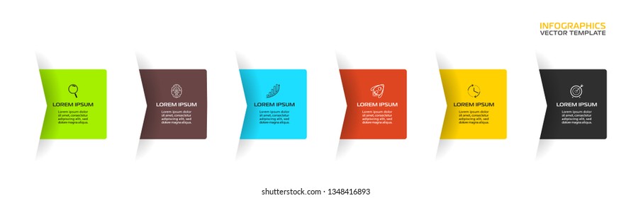 Business Infographic template. Vector design with icons and 6 options or steps.