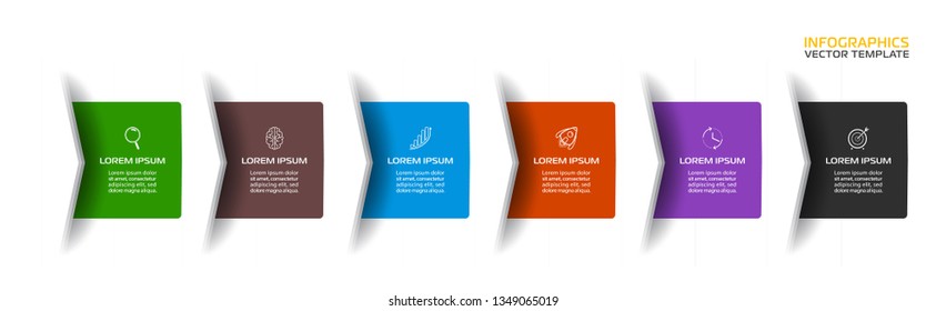 Business Infographic template. Vector design with icons and 6 options or steps.