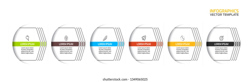 Business Infographic template. Vector design with icons and 6 options or steps.