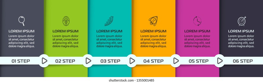 Business Infographic template. Vector design with icons and 6 options or steps.