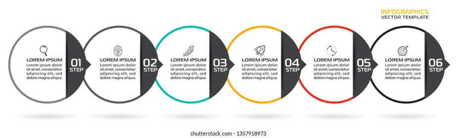 Business Infographic template. Vector design with icons and 6 options or steps.