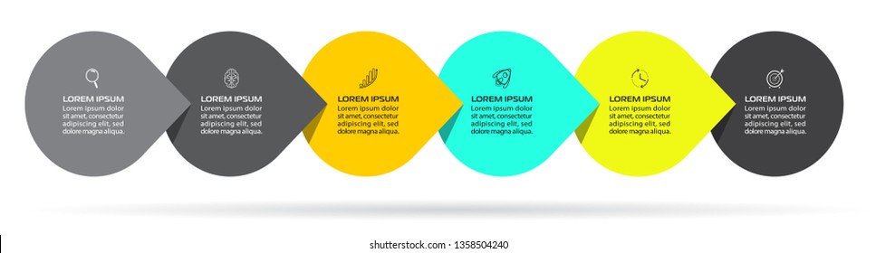 Business Infographic template. Vector design with icons and 6 options or steps.
