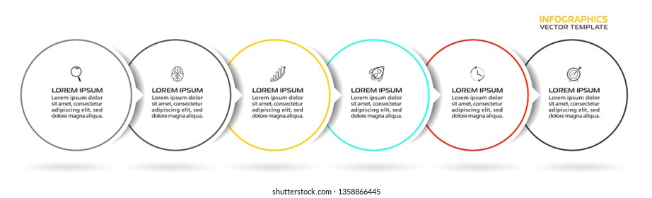 Business Infographic template. Vector design with icons and 6 options or steps.
