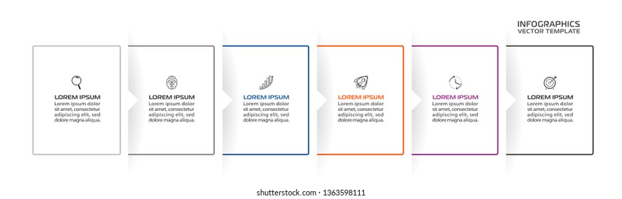 Business Infographic template. Vector design with icons and 6 options or steps.