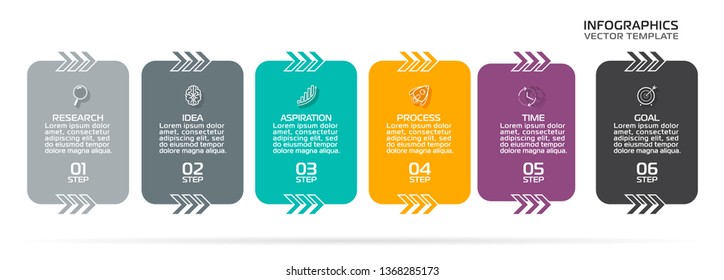 Business Infographic template. Vector design with icons and 6 options or steps.