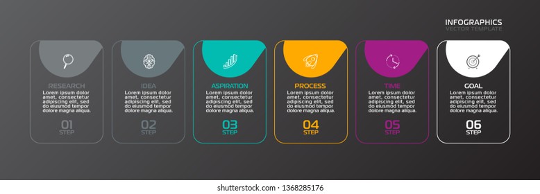 Business Infographic template. Vector design with icons and 6 options or steps.
