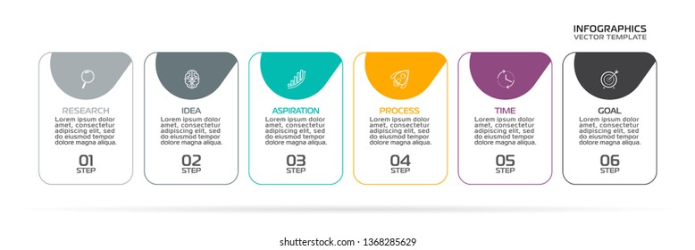 Business Infographic template. Vector design with icons and 6 options or steps.
