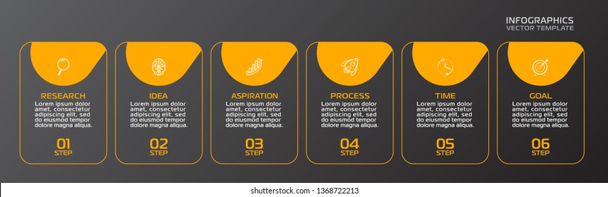 Business Infographic template. Vector design with icons and 6 options or steps.