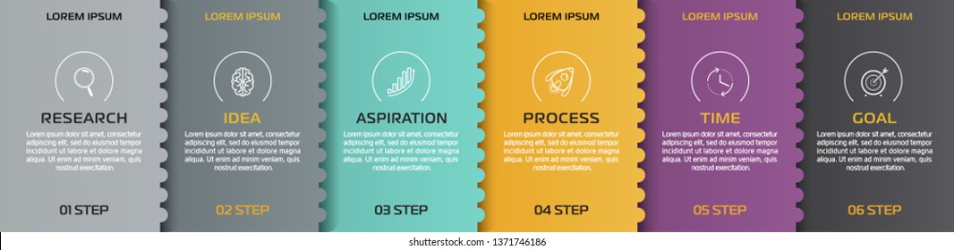 Business Infographic template. Vector design with icons and 6 options or steps.