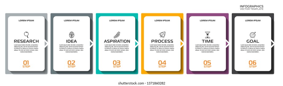 Business Infographic template. Vector design with icons and 6 options or steps.