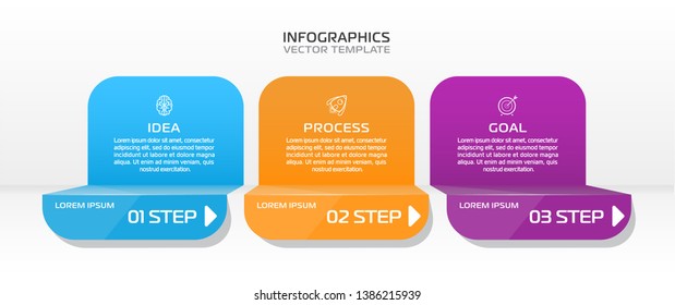 Business Infographic template. Vector design with icons and 3 options or steps.