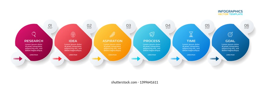 Business Infographic template. Vector design with icons and 6 options or steps.
