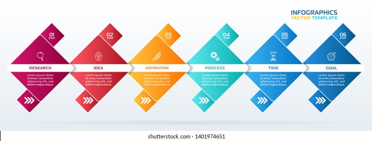 Business Infographic template. Vector design with icons and 6 options or steps.
