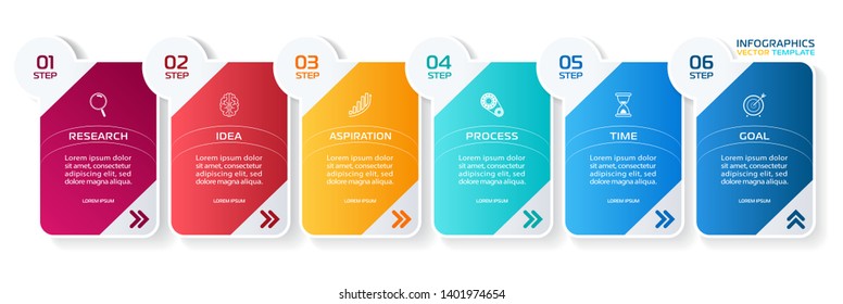 Business Infographic template. Vector design with icons and 6 options or steps.
