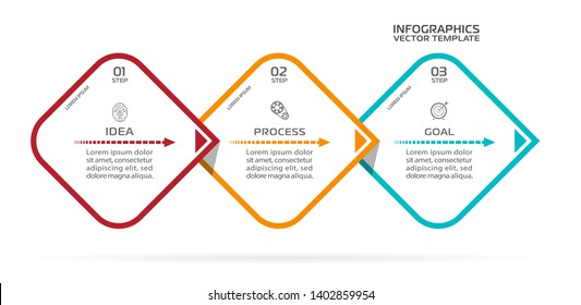 Plantilla de información empresarial. Diseño de vectores con iconos y 3 opciones o pasos.