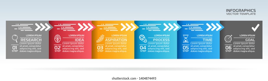 Business Infographic template. Vector design with icons and 6 options or steps.

