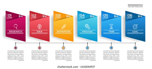 Business Infographic template. Vector design with icons and 6 options or steps.
