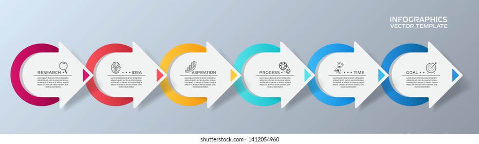 Business Infographic template. Vector design with icons and 6 options or steps.
