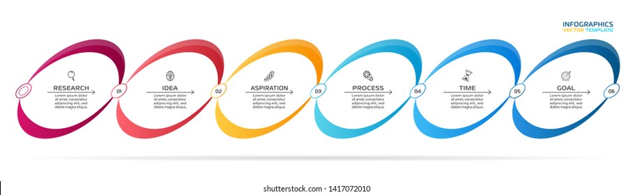 Business Infographic template. Vector design with icons and 6 options or steps.