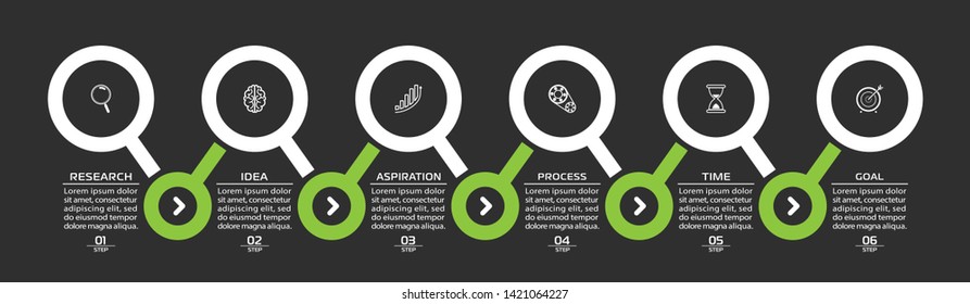 Business Infographic template. Vector design with icons and 6 options or steps.