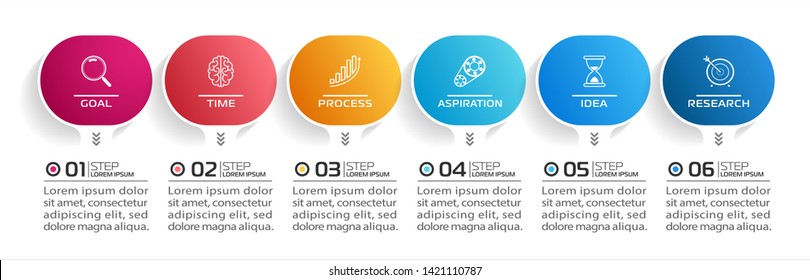 Business Infographic template. Vector design with icons and 6 options or steps.