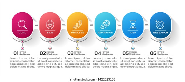 Business Infographic template. Vector design with icons and 6 options or steps.