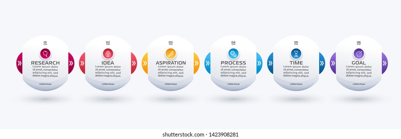Business Infographic template. Vector design with icons and 6 options or steps.