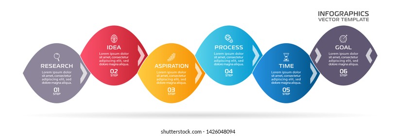 Business Infographic template. Vector design with icons and 6 options or steps.