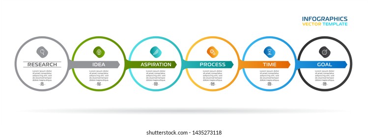 Business Infographic template. Vector design with icons and 6 options or steps.