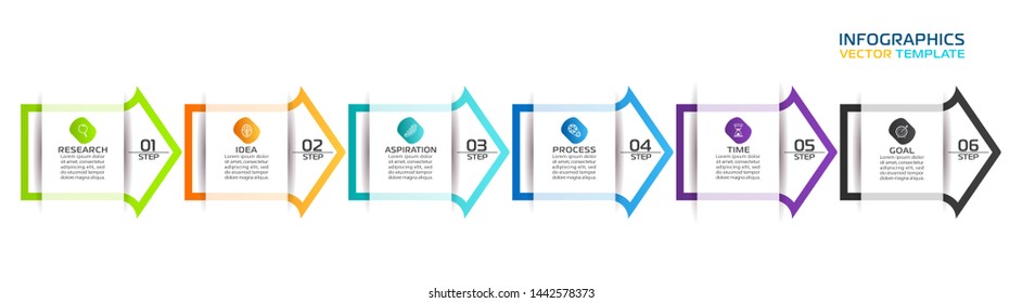 Business Infographic template. Vector design with icons and 6 options or steps.